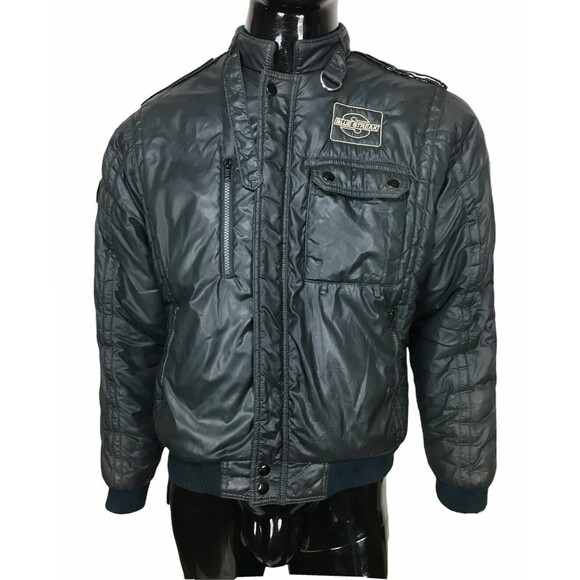 Vintage 80s MVP Blue Streak Men's Black Racing Cafe Bomber Jacket Size Small - Picture 2 of 12